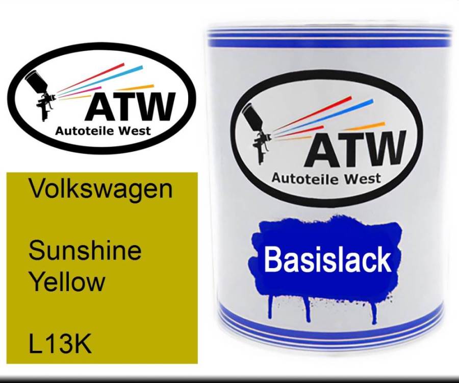 Volkswagen, Sunshine Yellow, L13K: 1L Lackdose, von ATW Autoteile West.